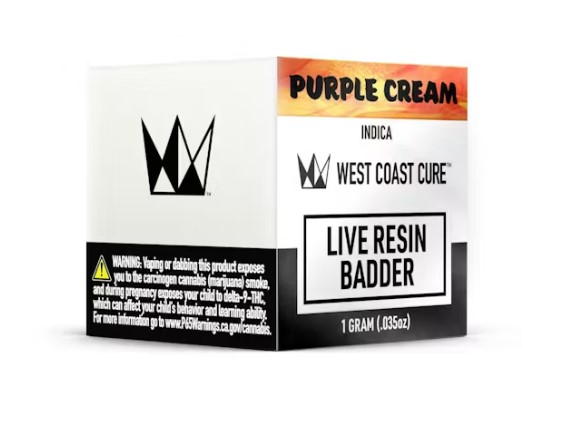 West Coast Cure - Purple Cream (Live Resin Badder - Indica) THC 66.852%